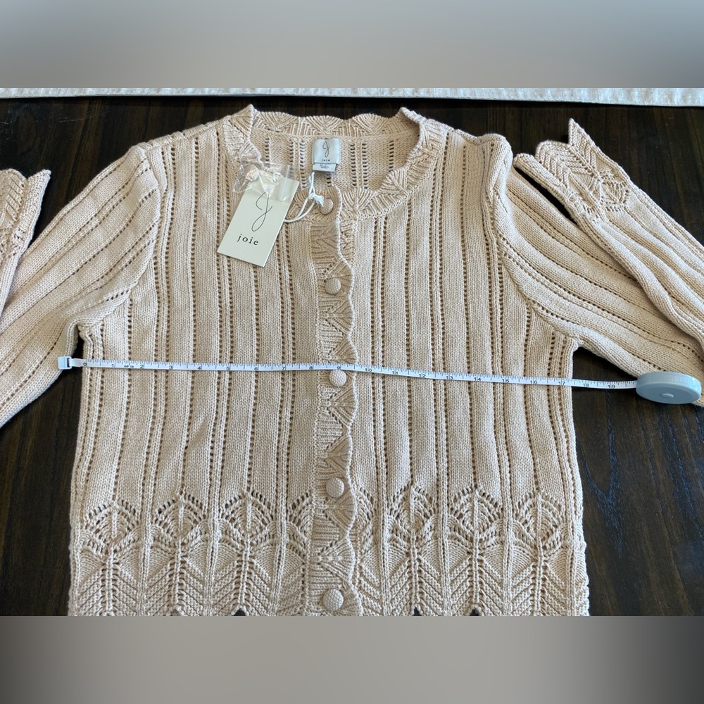 Joie Open-Knit Crochet-Inspired Cardigan Sweater Beige M NWT - Picture 8 of 14